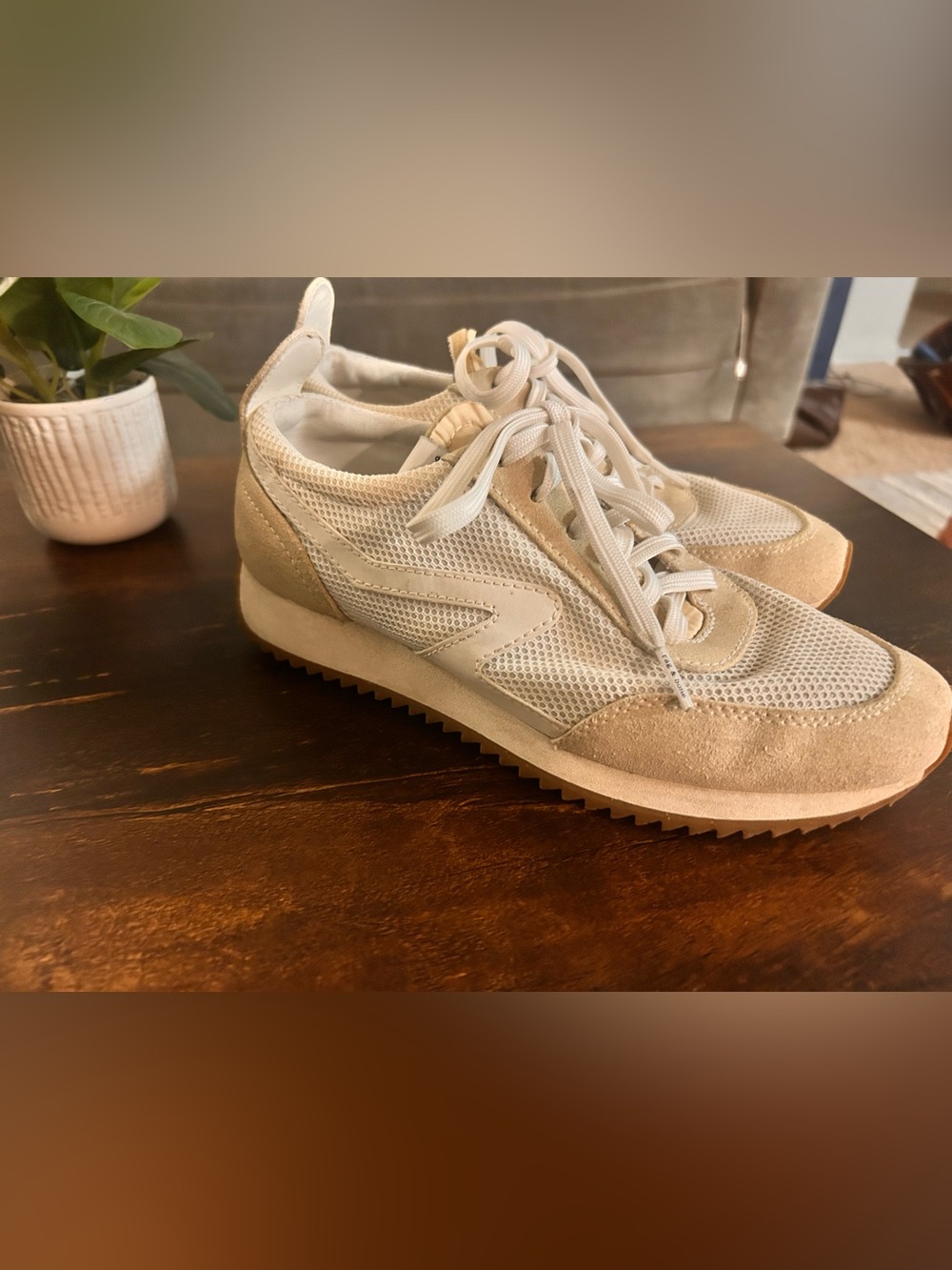 rag & bone Light Beige Mesh and Suede Women's Sneaker